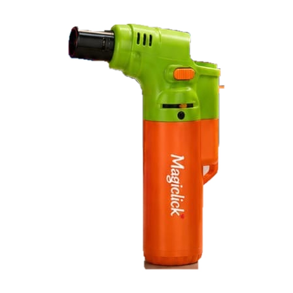Encendedor soplete Magiclick Torch llama jet recargable verde y naranja