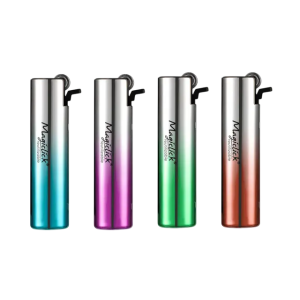 Display encendedor Magiclick Eco Metálico Bicolor x12 degradé colores | Encendedor Magiclick Eco Bicolor celeste violeta verde cobre degradé